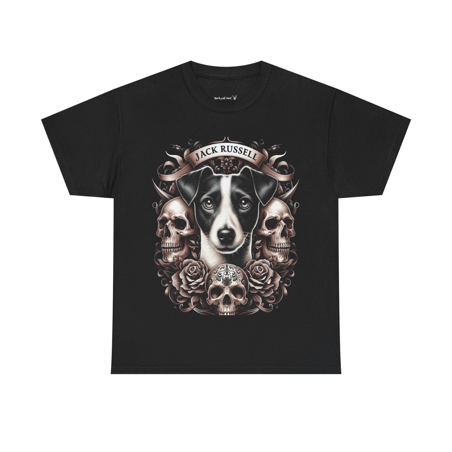 Jack Russell Dog Skull Art Tee, Unisex Cotton T-Shirt, Dog Lover Gift, Animal-Themed Apparel, Unique Pet Tribute, Casual Wear