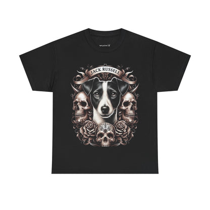 Jack Russell Dog Skull Art Tee, Unisex Cotton T-Shirt, Dog Lover Gift, Animal-Themed Apparel, Unique Pet Tribute, Casual Wear