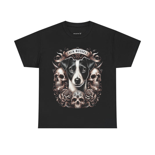 Jack Russell Dog Skull Art Tee, Unisex Cotton T-Shirt, Dog Lover Gift, Animal-Themed Apparel, Unique Pet Tribute, Casual Wear