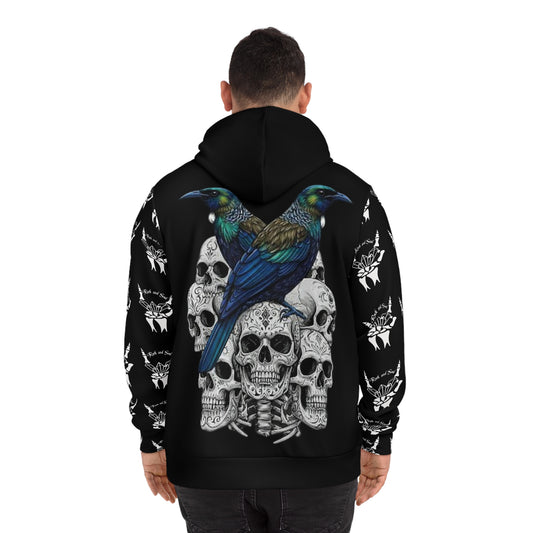 New Zealand Tui and Skull Hoodie, Unisex, Streetwear, Alternative Clothing